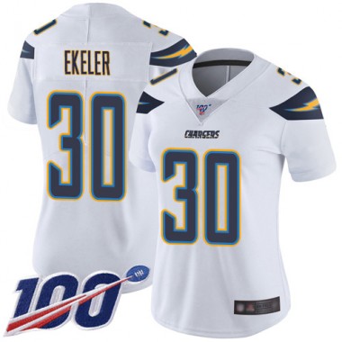 Los Angeles Chargers NFL Football Austin Ekeler White Jersey Women Limited 30 Road 100th Season Vapor Untouchable